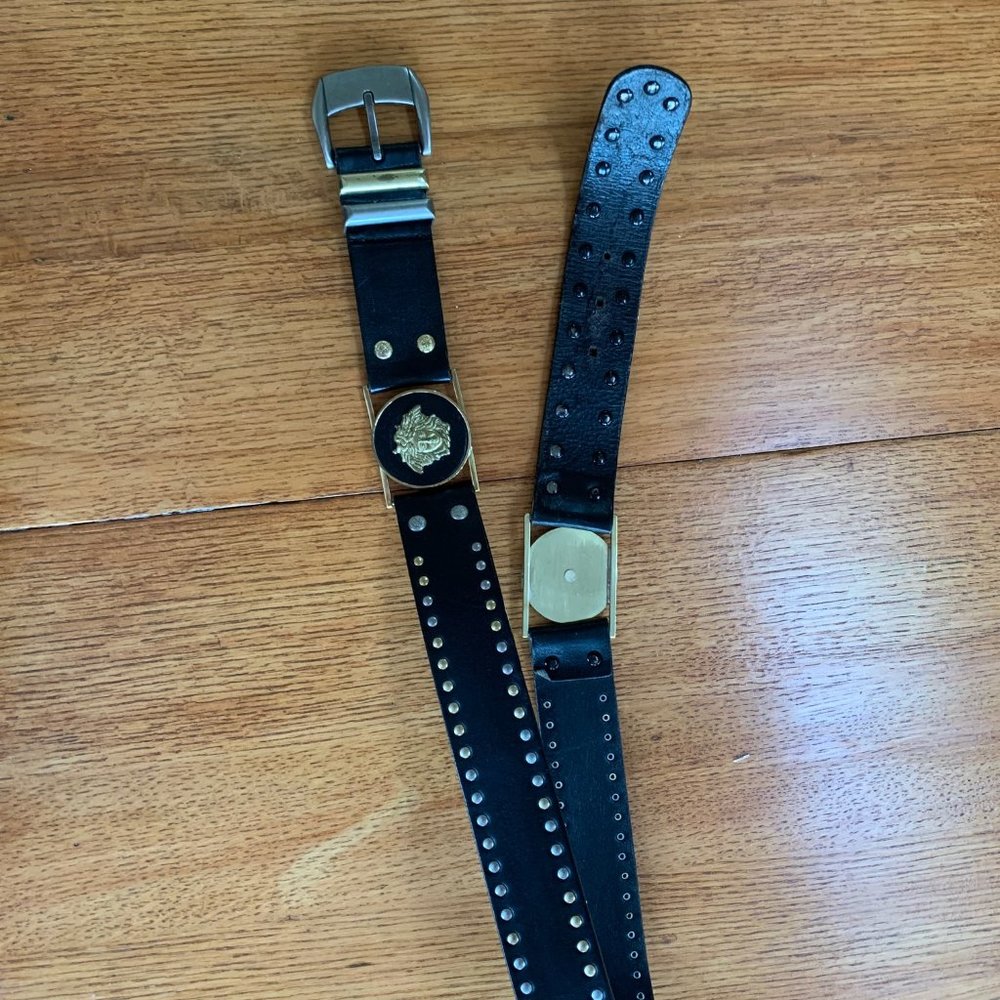 Gianni Versace 1992 Iconic Dual Tone Studded Medusa Head Belt Unisex-